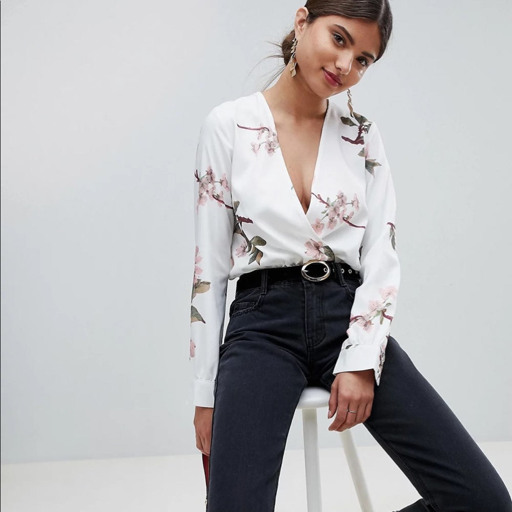 Missguided Floral Wrap Bodysuit